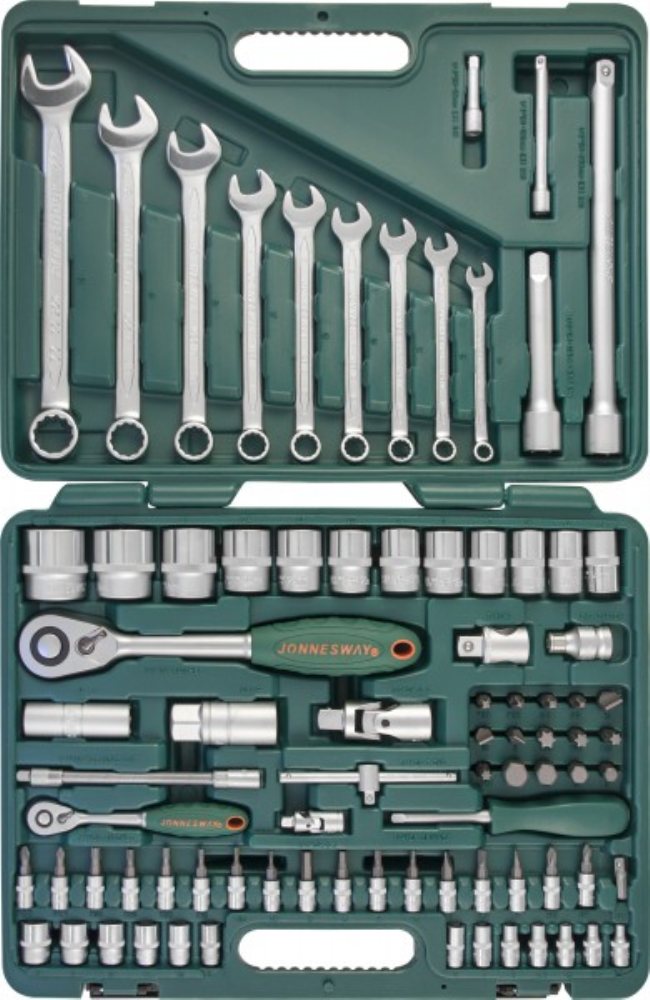 Набор инструмента ( 82 предмета) 1/2``-1/4`` (4-32мм, 6 гран.) Jonnesway (S04H52482S)