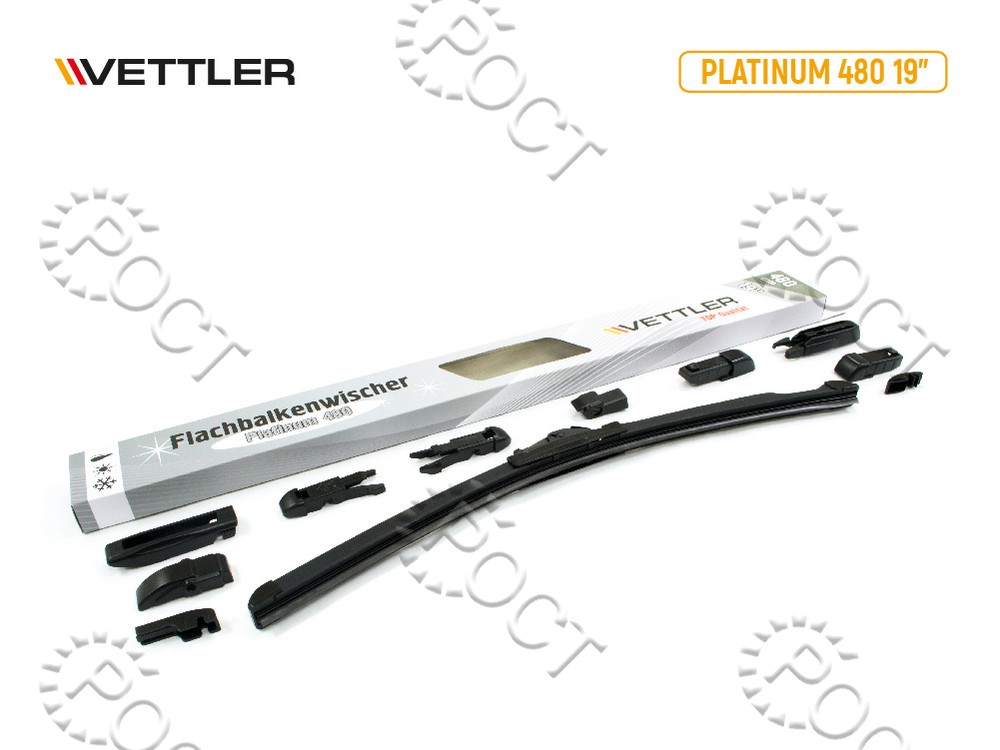 Щетка стеклоочистителя  480 мм/19" бескаркасная PLATINUM+