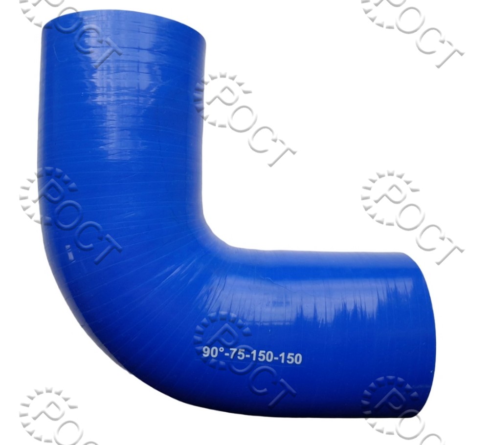 Патрубок силикон угловой 90°,d75,L150x150, 4 нити, стенка 5 мм