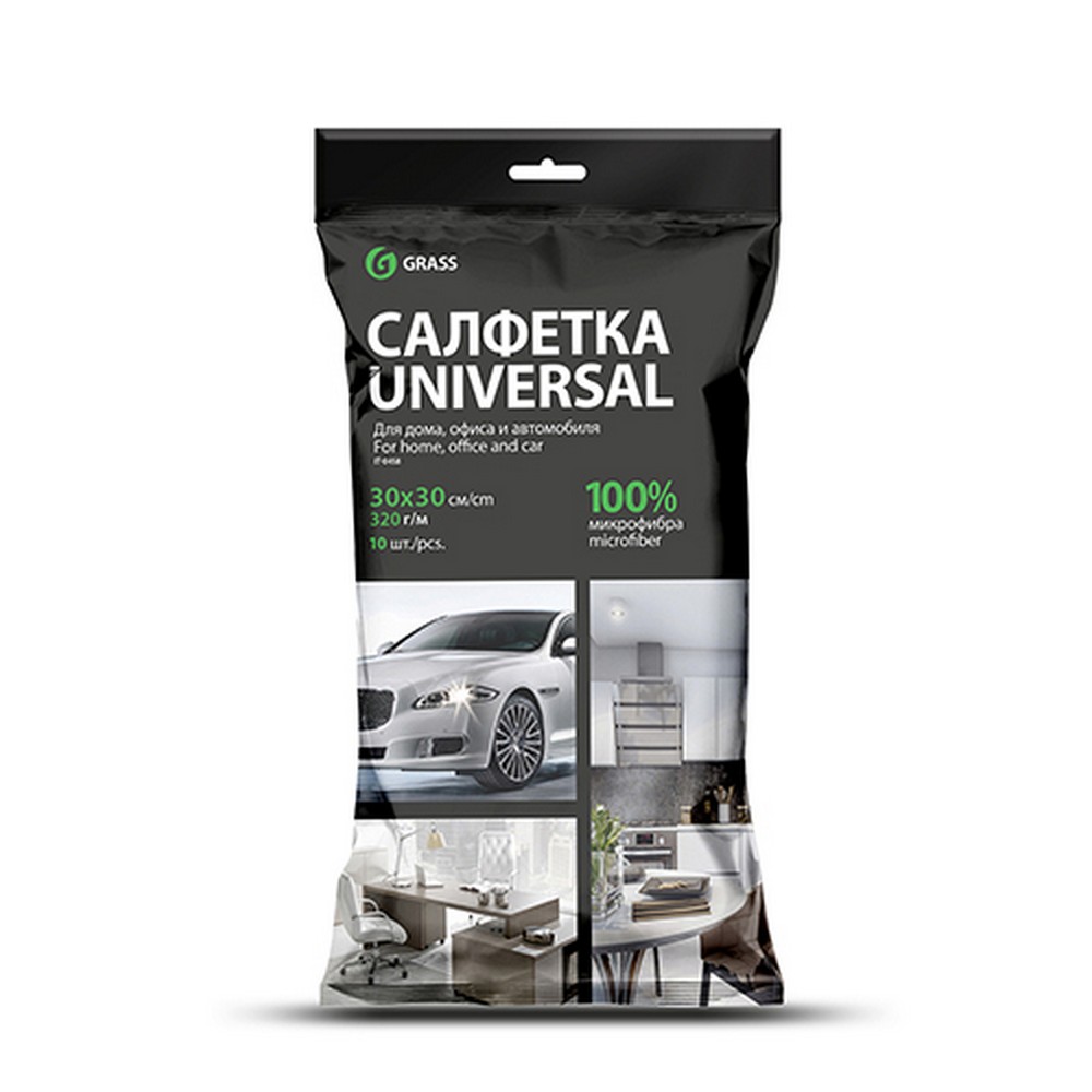 Салфетка микрофибра "GraSS" универсальная (30см*30см) уп. 10шт, плотная 320 г/м