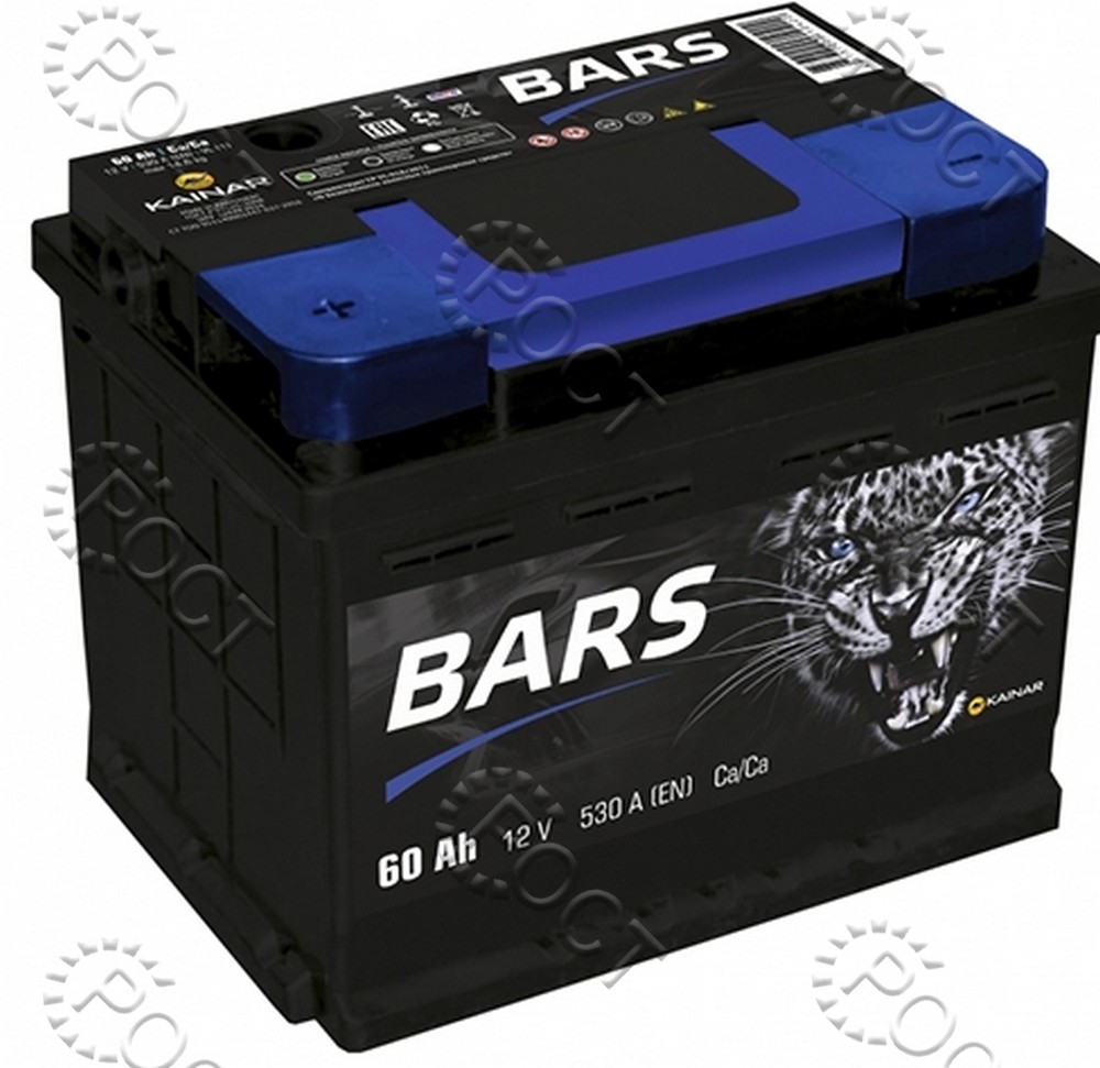 Аккумулятор  60 "BARS SILVER" прямая полярность (242*175*190) пусковой ток 530А