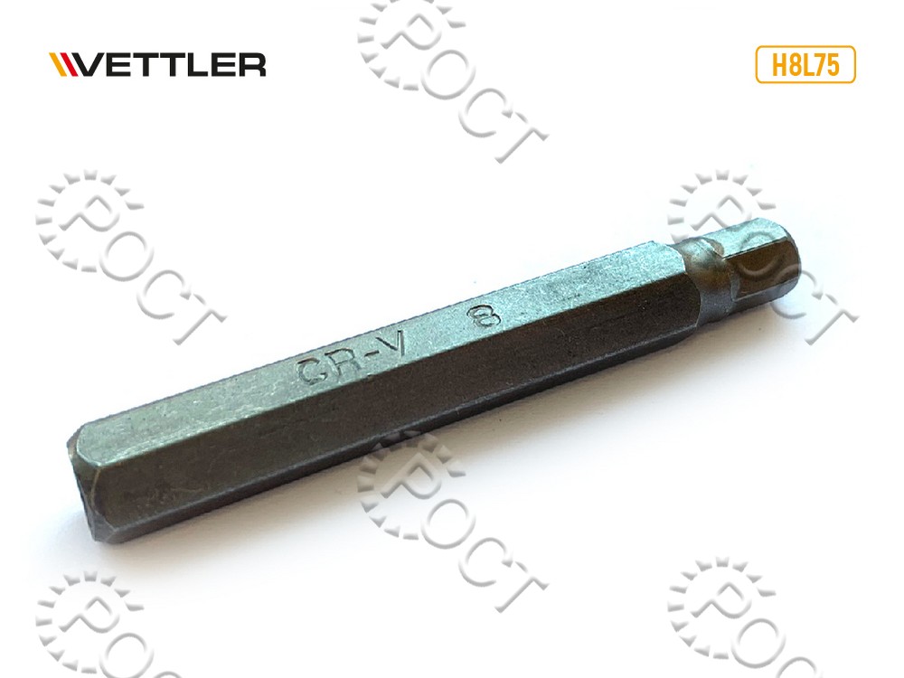 Бита вставка шестигранная 8мм 3/8" длина 75мм VETTLER