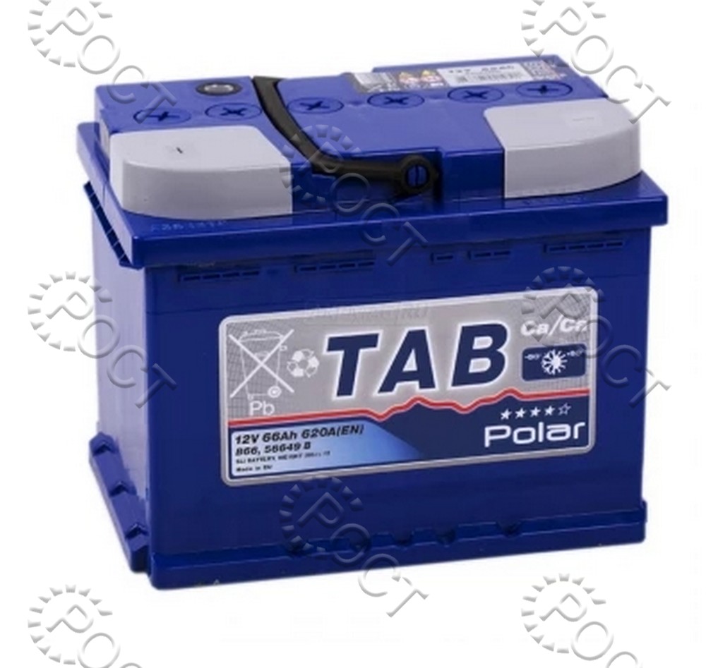 Аккумулятор  66 "TAB POLAR BLUE" прямая полярность (L2-_242*175*190) пусковой ток 620А (121566)
