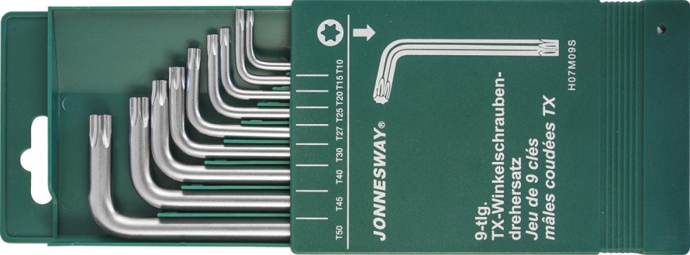 Набор ключей L-образн. TORX  ( 9 предметов) (T10-T50) JONNESWAY (H07M09S)