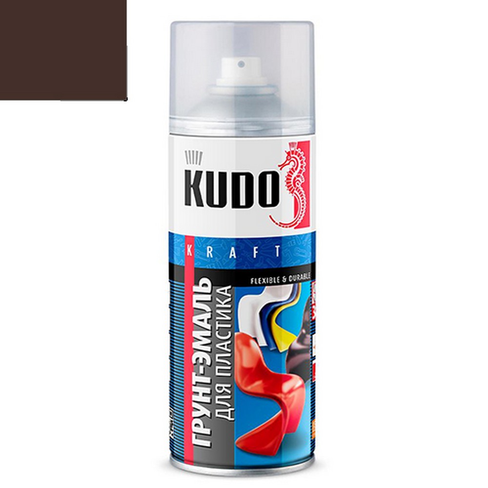 Грунт-спрей KUDO для пластика коричневый (RAL 8017) (520мл)