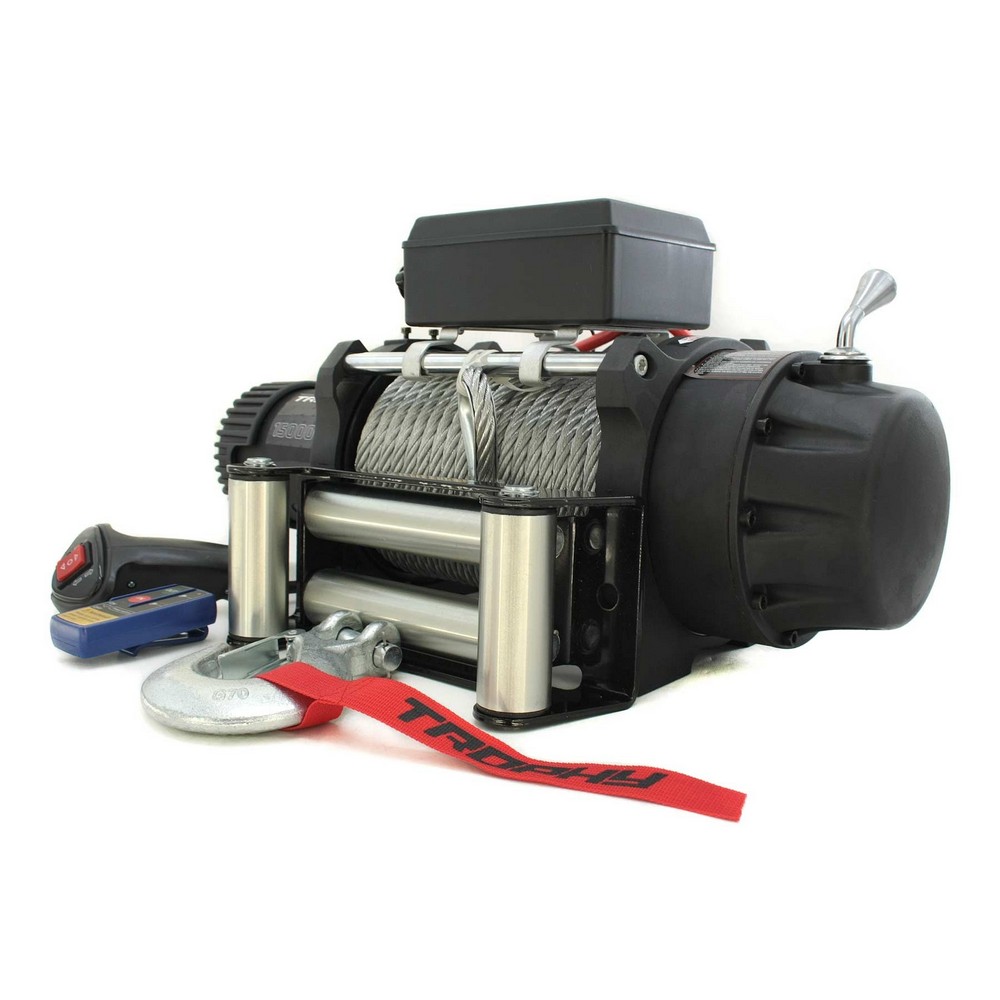 Лебедка электрическая автомобильная TROPHY 15,0, 12V, 6840 кг, 364:1, стальной трос