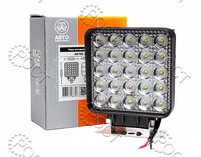 Фара светодиодная дополнительная (25 LED) рассеянный свет (квадратная 110*65*140) крепление по центру (75Вт, 12/24В)