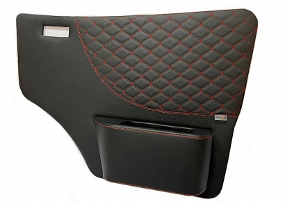 Обивка двери Г-3302 лев+ прав. (черный) экокожа стеганая, красный ромб к-т 2шт.