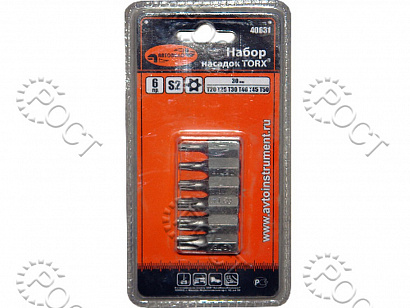 Набор бит TORX (звездочки) 3/8", 30 мм с отверстием 6 предм. АвтоDело (40631)