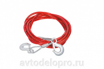 Трос буксировочный стальной ( 2,5 т.  5 м) крюк/крюк (7мм) пласт.оплет АвтоDело (44125)