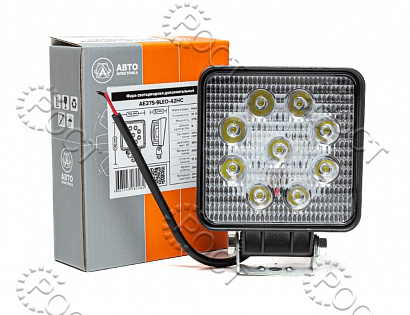 Фара светодиодная дополнительная ( 9 LED) направленный свет (квадратная 110х42х140) крепление по центру (27Вт, 12/24В)