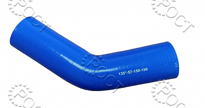 Патрубок силикон угловой 135°,d57,L150x150, 4 нити, стенка 5 мм